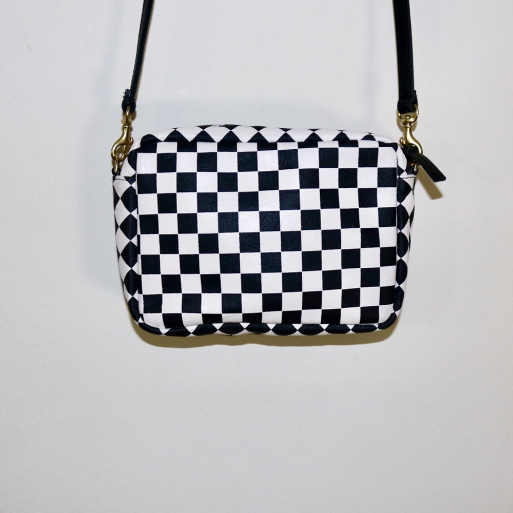 SOLD! ❤️ Clare V. Midi Sac Checker Print Crossbody Bag in Cream/Black - Picture 9 of 16